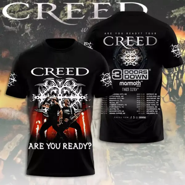 Hot Sale !!! Creed Band 3D T shirt – Are You Ready Tour 2024 Shirt Rock in Style