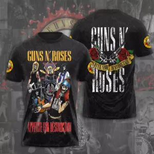 Guns N Roses Tour 2025 3D T-Shirt – Licensed & Limited Rock Band Shirt S-5XL M45