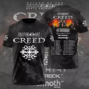 Hot New!!! Creed Band 3D Tshirt– Summer of '99 Tour North American 2025 3D Shirt
