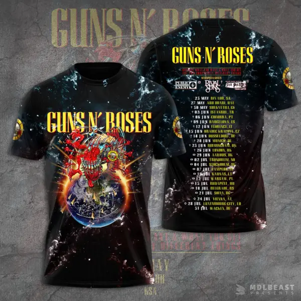Guns N Roses 2025 Tour 3D T-Shirt – Licensed & Exclusive Rock Band Tee S-5XL M30