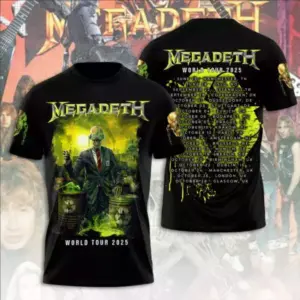 Megadeth Band 2025 Tour Dates 3D All Over Printed T-Shirt