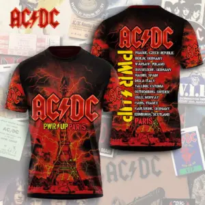 New 2025 AC-DC Pwr Up World Tour 2 Sided Shirt, Tour Rock Band Shirt Gift For Fan