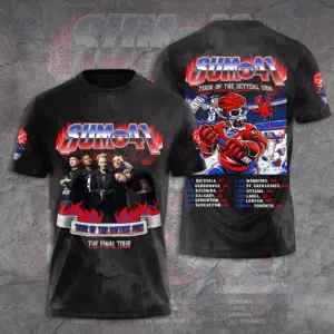 New 2025!!! Sum 41 3D Apparel Tour Of The Setting Sum The Final Tour 3D Shirt