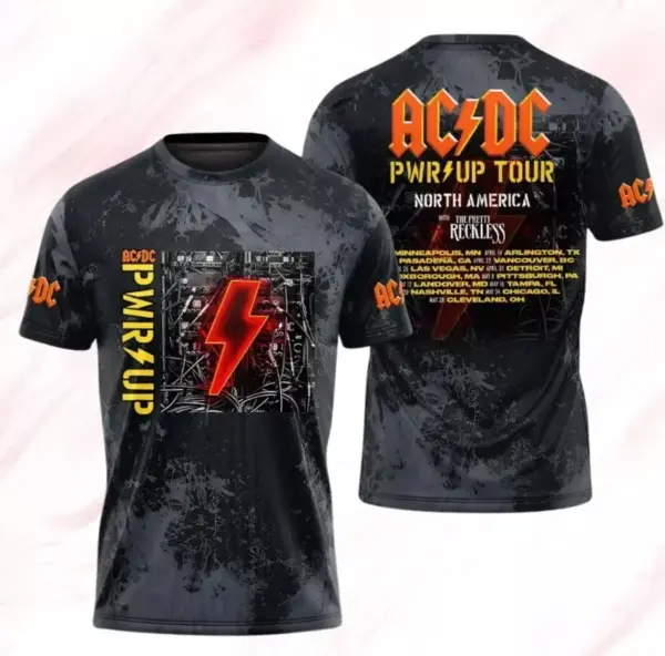 AC-DC Music Band Unisex Tee, Rock Music Fan Gift, Band Tour 2025 Shirt, Power Up