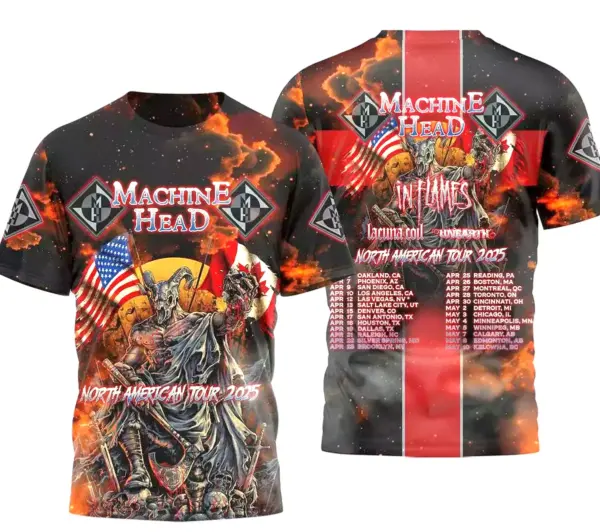 Machine Head North America Tour 2025 In Flames T-Shirt 3D Shirt