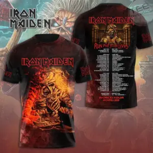 Run for Your Lives World Tour 2025 IRON MA to Fear Of The Dark T Shirt S-5XL