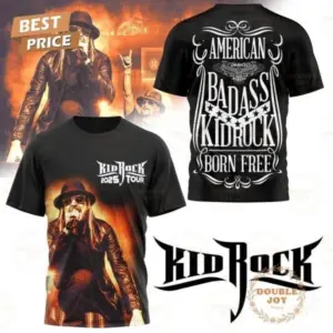 American Badass Kid Rock Born Free 2025 Tour T-Shirt