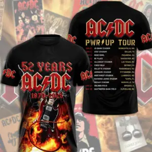 AC-DC Pwr Up Tour Shirt, AC-DC 52 Years 1973 2025, AC-DC, AC-DC Merch, Rock Music