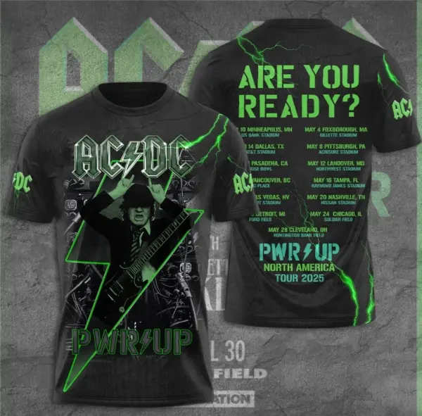 2025 Are you ready Tour Shirt AC-DC Band 3D Tshirt Gift For Music Lover Shirt