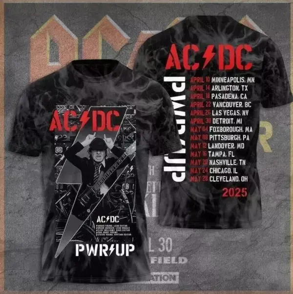 AC-DC Power Up Tour 2025 Shirt  Music Tour 2025 Shirt  Pwr Up 2025 3D Tee