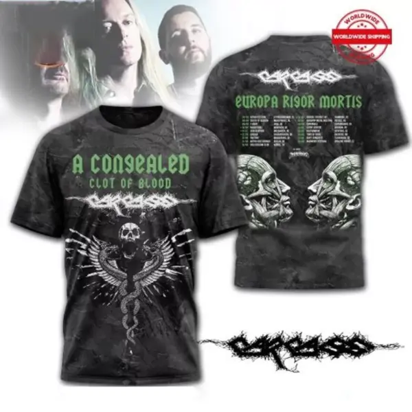 C@rcass Metal Band Europa Rigor Mortis Tour 2025 Shirt For Fan All Size S-4XL