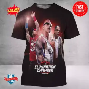 Jo Cen The Rock And Travis Wrestling Entertainment Elimination Chamber 2025 3D Shirt Gift