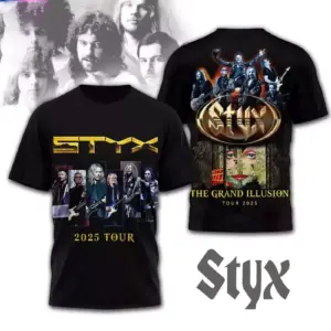 Styxs BAND The Grand Illusion Tour 2025 3D T-Shirt Size S-5XL Unisex Gift For Fan