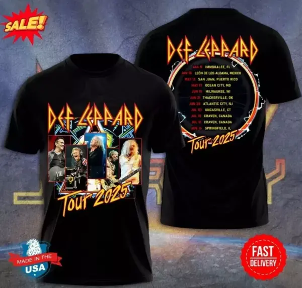 Def Leppard Tour 2025 3D Shirt S-5XL Gift For Fans Dad mom