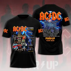AC-DC Band Pwr Up Tour North America 2025 3D T-Shirt Gift For Rock Fans Dad mom