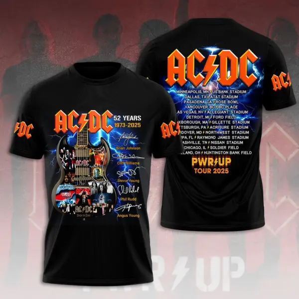 AC-DC Band Pwr Up Tour North America 2025 3D T-Shirt Gift For Rock Fans Dad mom