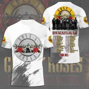 Guns N Roses 2025 Tour 3D T-Shirt – Licensed & Exclusive Rock Band Tee S-5XL M13