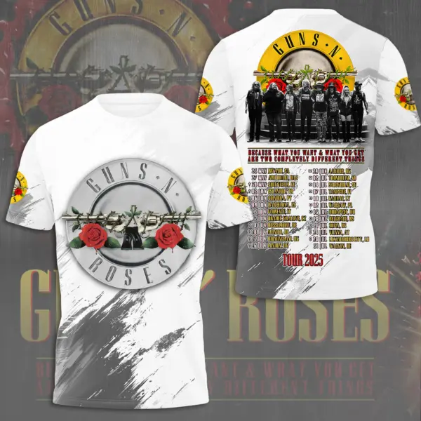 Guns N Roses 2025 Tour 3D T-Shirt – Licensed & Exclusive Rock Band Tee S-5XL M13