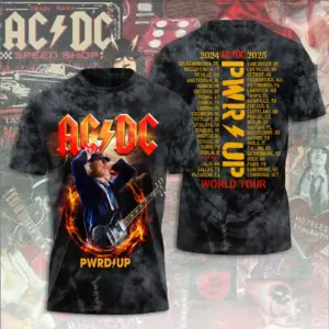 Hot Sale! AC-DC pwrd up word tour  2024-2025 3D T-Shirt Gift For Rock Fan Dad mom