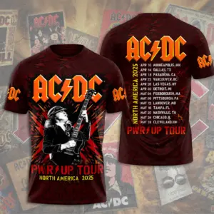 AC-DC Band Pwr Up Tour North America 2025 3D T-Shirt Gift For Rock Fans Dad mom