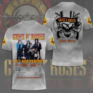 Guns N Roses 2025 Tour 3D T-Shirt – Licensed & Exclusive Rock Band Tee S-5XL M14
