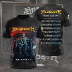 Hot Sale 2025! Megadeth Band World tour 2025 3D T-shirt, gift For Fans Men Women