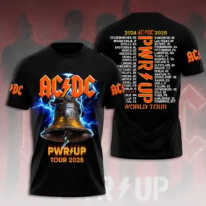 AC-DC Hells Bell PWR/UP North America Tour 2024-2025 3D T-Shirt – Rock Band Heavy