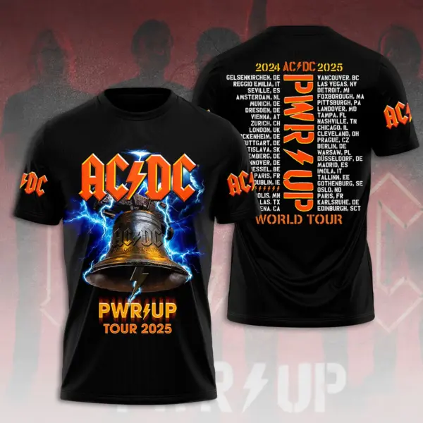 AC-DC Hells Bell PWR/UP North America Tour 2024-2025 3D T-Shirt – Rock Band Heavy