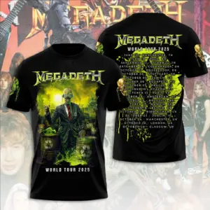 Hot Sale 2025! Megadeth Band World tour 2025 3D T-shirt, gift For Fans Men Women