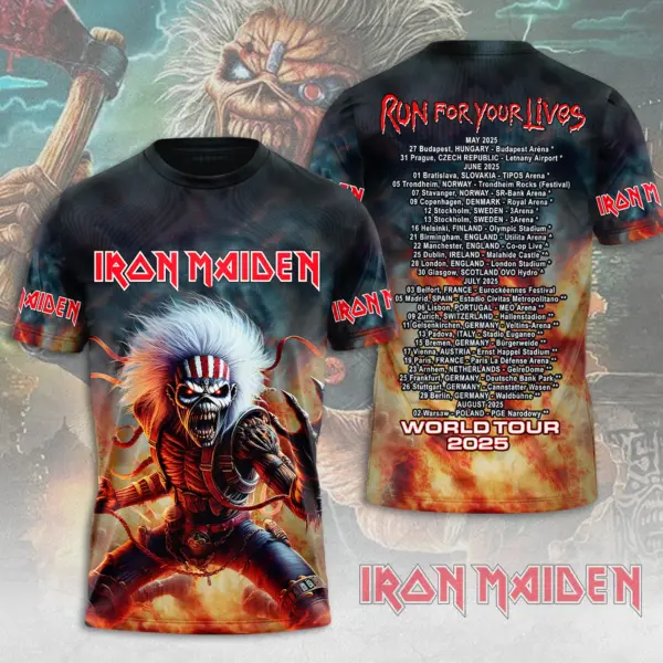 Iron Maiden Inspired Run For Your Lives World Tour 2025 – Licensed 3D T-Shirt