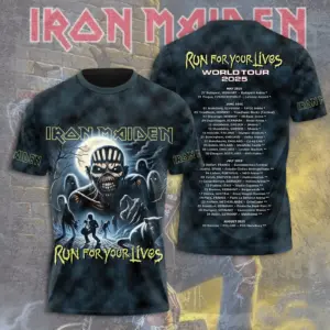 Iron Maiden Inspired Run For Your Lives World Tour 2025 – Licensed 3D T-Shirt