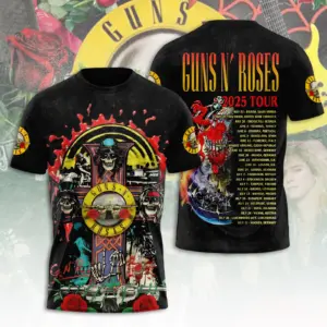 Guns N Roses 2025 Tour 3D T-Shirt – Licensed & Exclusive Rock Band Tee S-5XL M28