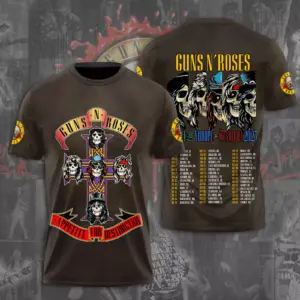 Guns N Roses Tour 2025 3D T-Shirt – Licensed & Limited Rock Band Shirt S-5XL Hot