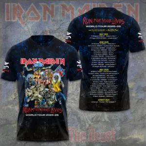 Iron Maiden Inspired Run For Your Lives World Tour 2025-26 – Licensed 3D T-Shirt