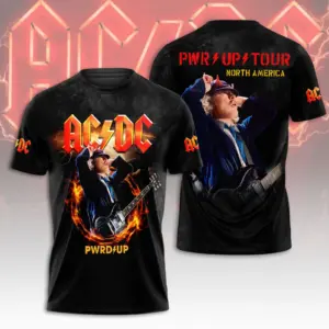 AC-DC 2025 North America PWR/UP Tour 52 Years Tour 3D T-Shirt - Classic Rock Band