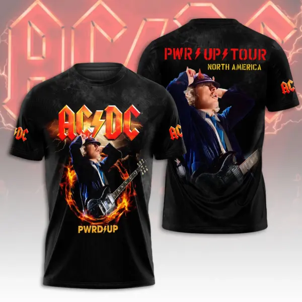AC-DC 2025 North America PWR/UP Tour 52 Years Tour 3D T-Shirt - Classic Rock Band