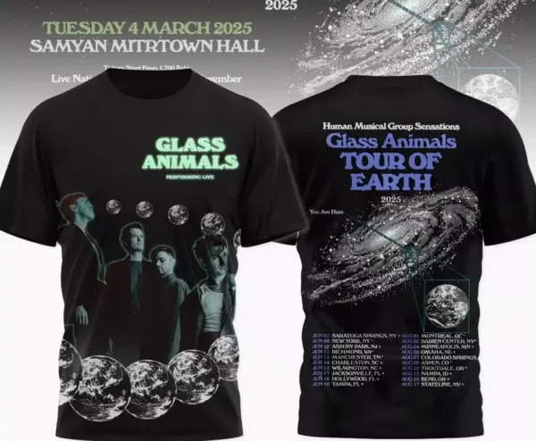 Glass Animals Tour Of Earth 2025 3D T-Shirt