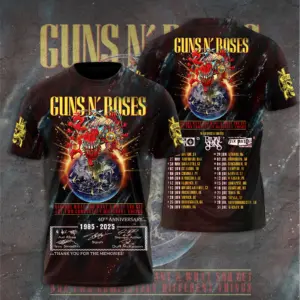 Guns N Roses 2025 Tour 3D T-Shirt – Licensed & Exclusive Rock Band Tee S-5XL M26
