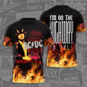 New sale!!! 2025 AC-DC Pwr Up World Tour 2 Sided Shirt, Rock Band AC-DC 3D Apparel