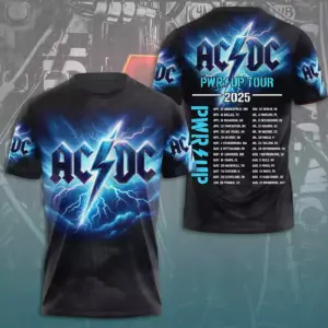 AC-DC 3D Shirt 1973-2025 Pwr Up Tour S-5XL
