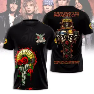 Guns N Roses 2025 Tour 3D T-Shirt – Licensed & Exclusive Rock Band Tee S-5XL M07