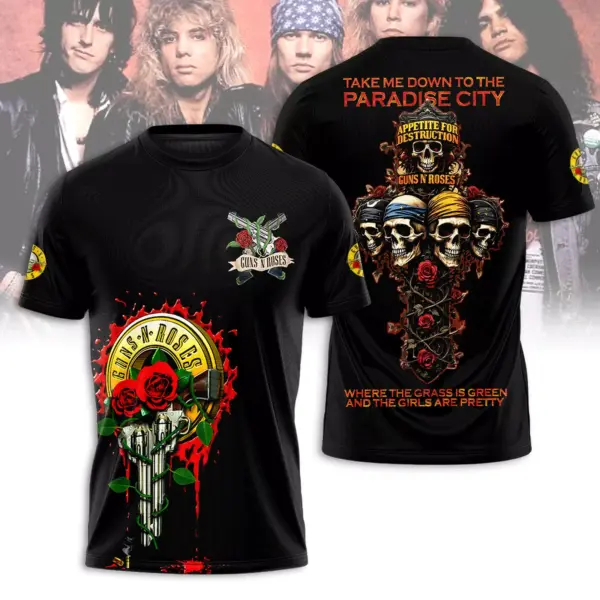 Guns N Roses 2025 Tour 3D T-Shirt – Licensed & Exclusive Rock Band Tee S-5XL M07