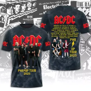 New Hot!!! 2025 AC-DC Pwr Up World Tour 2 Sided Shirt, Rock Band AC-DC 3D Apparel