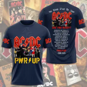 New Hot!!! 2025 AC-DC Pwr Up World Tour 2 Sided Shirt, Rock Band AC-DC 3D Apparel