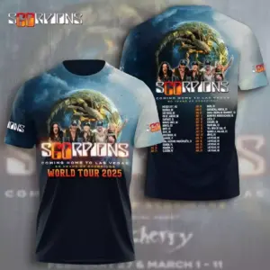 World Tour 2025 Hot Scorpions Band 3D Tshirt Polyester Unisex shirt S-5XL