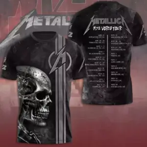 Hot!!! Metallica M72 World Tour Date 2025 3D Shirt,Gift For Fan Unisex