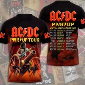 2025 AC-DC Pwr Up World Tour 2 Sided Shirt, Rock Band AC-DC 3D Apparel1