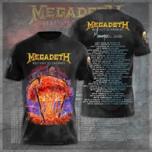 Hot Sale 2025! MEGADETH DESTROY ALL ENEMIES TOUR 2024 3D T-SHIRT, Gift For Fans