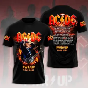 AC-DC 3D Apparel Power Up Tour 2025 Unisex T-Shirt Gift for Fans, Outfit Concert