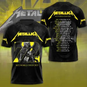 Metalica M72 World Tour Date 2025 3D Shirt S-5XL Gift Fan Men Women